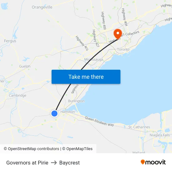 Governors at Pirie to Baycrest map