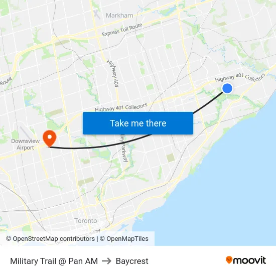 Military Trail @ Pan AM to Baycrest map