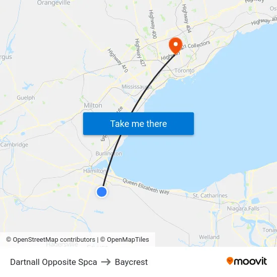Dartnall Opposite Spca to Baycrest map