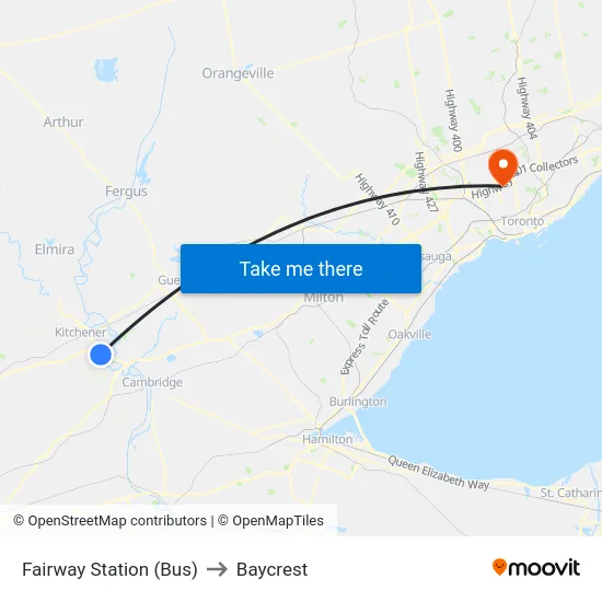 Fairway Station (Bus) to Baycrest map