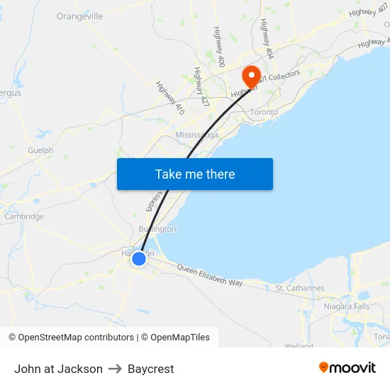 John at Jackson to Baycrest map