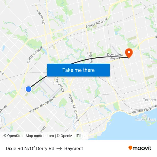 Dixie Rd N/Of Derry Rd to Baycrest map