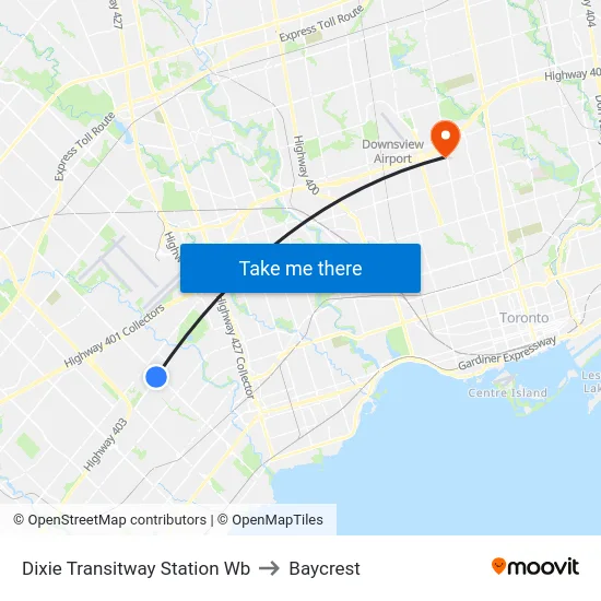 Dixie Transitway Station Wb to Baycrest map