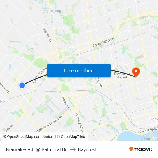Bramalea Rd. @ Balmoral Dr. to Baycrest map