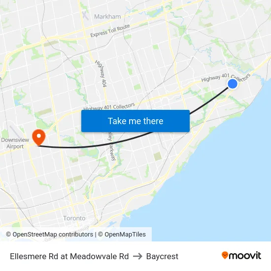 Ellesmere Rd at Meadowvale Rd to Baycrest map