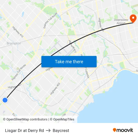 Lisgar Dr at Derry Rd to Baycrest map