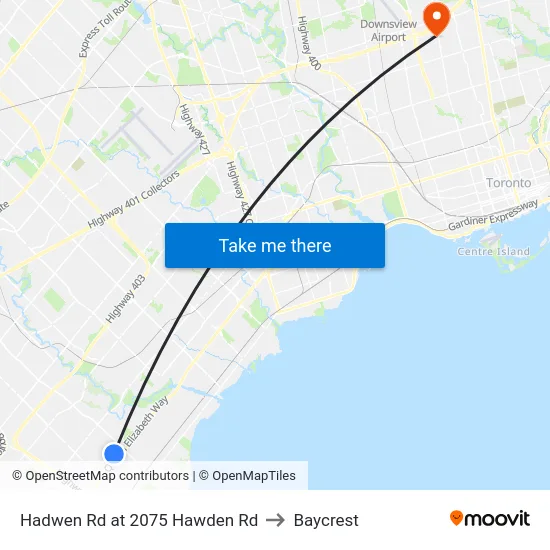 Hadwen Rd at 2075 Hawden Rd to Baycrest map