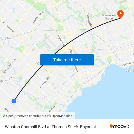 Winston Churchill Blvd at Thomas St to Baycrest map