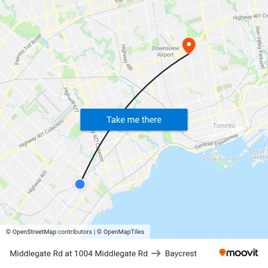 Middlegate Rd at 1004 Middlegate Rd to Baycrest map