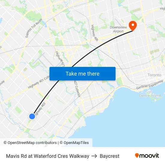 Mavis Rd at Waterford Cres Walkway to Baycrest map