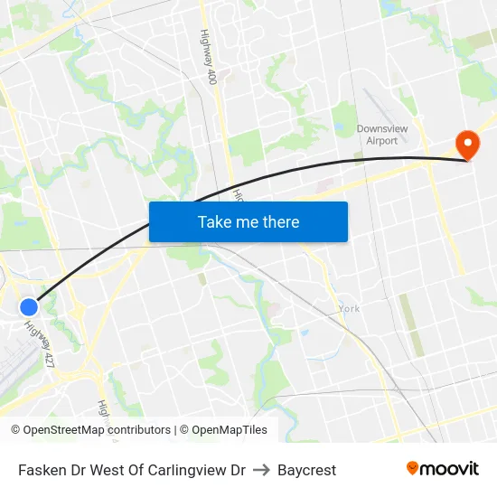 Fasken Dr West Of Carlingview Dr to Baycrest map