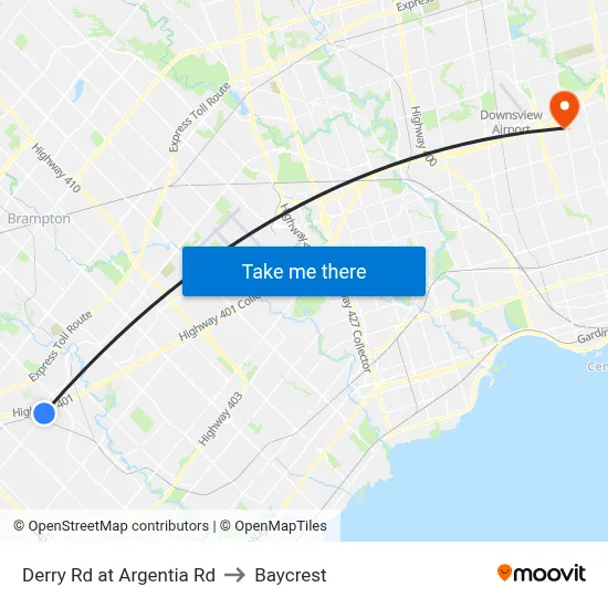 Derry Rd at Argentia Rd to Baycrest map
