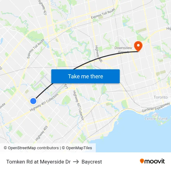 Tomken Rd at Meyerside Dr to Baycrest map