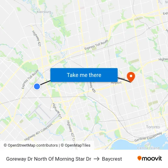 Goreway Dr North Of Morning Star Dr to Baycrest map