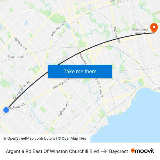 Argentia Rd East Of Winston Churchill Blvd to Baycrest map