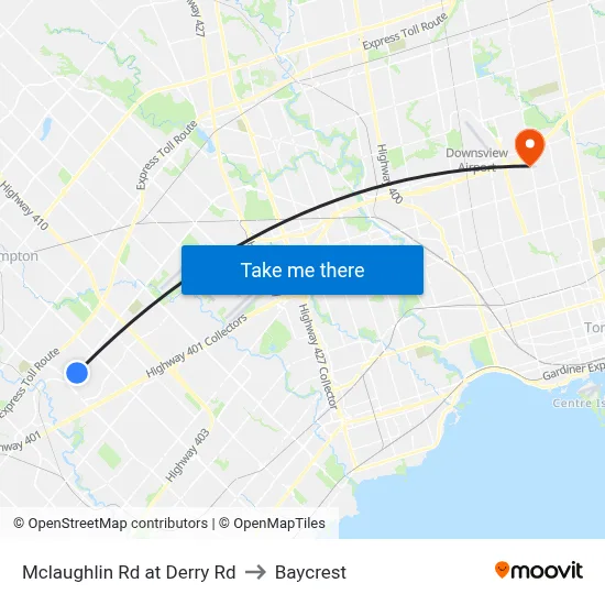 Mclaughlin Rd at Derry Rd to Baycrest map