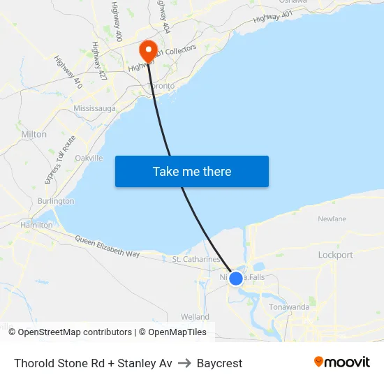 Thorold Stone Rd + Stanley Av to Baycrest map