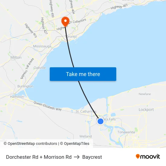 Dorchester Rd + Morrison Rd to Baycrest map