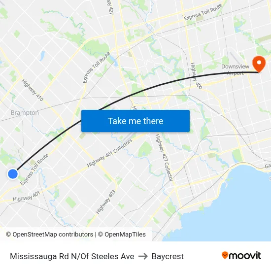 Mississauga Rd N/Of Steeles Ave to Baycrest map