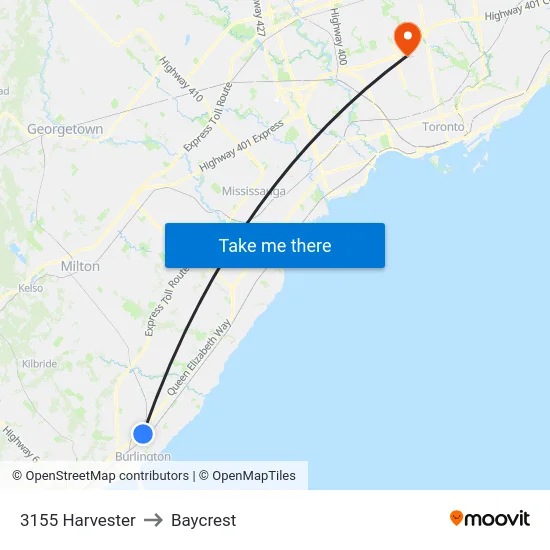 3155 Harvester to Baycrest map