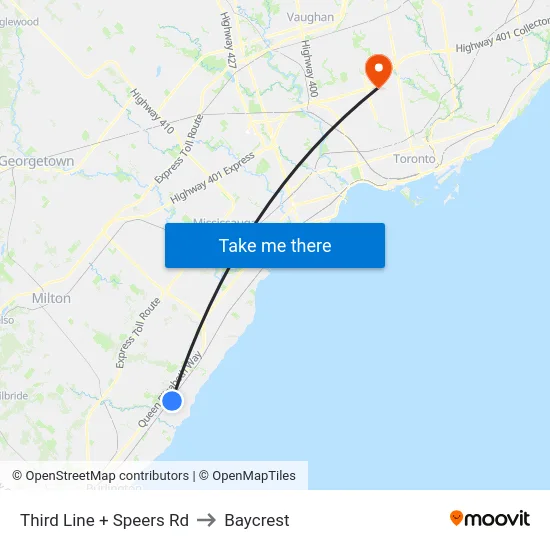 Third Line + Speers Rd to Baycrest map