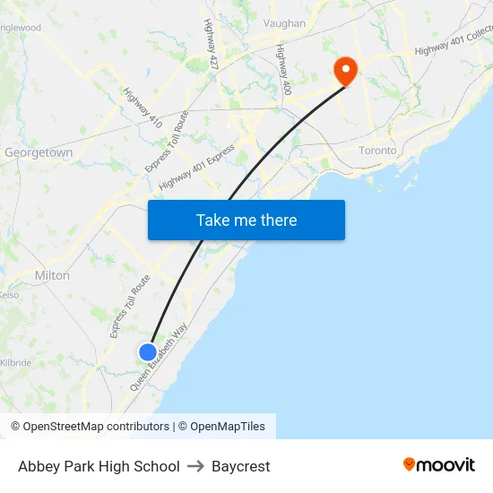 Abbey Park High School to Baycrest map