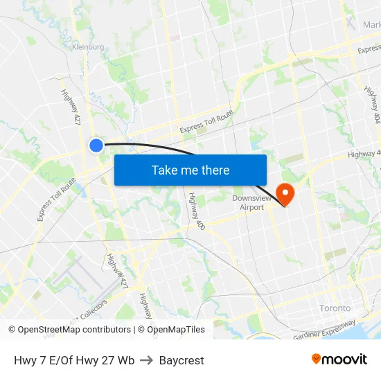 Hwy 7 E/Of Hwy 27 Wb to Baycrest map