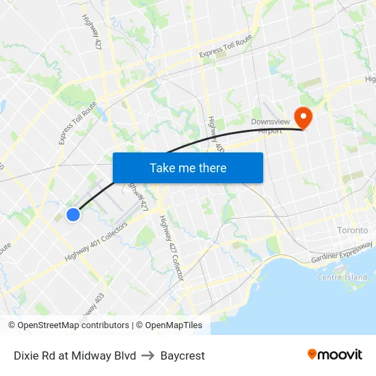 Dixie Rd at Midway Blvd to Baycrest map