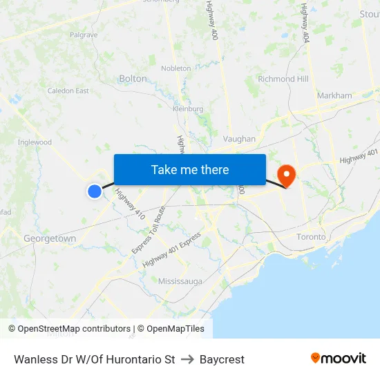 Wanless Dr W/Of Hurontario St to Baycrest map