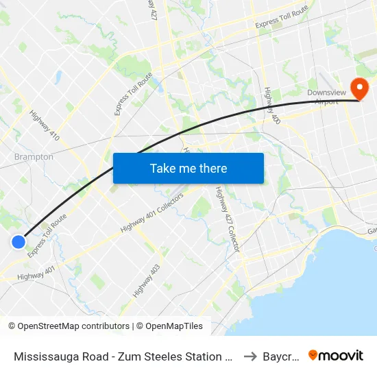 Mississauga Road - Zum Steeles Station Stop Eb to Baycrest map