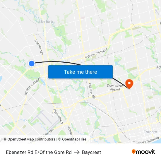 Ebenezer Rd E/Of the Gore Rd to Baycrest map