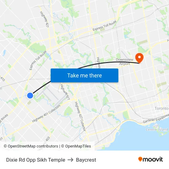 Dixie Rd Opp Sikh Temple to Baycrest map