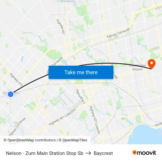Nelson - Zum Main Station Stop Sb to Baycrest map