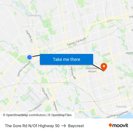 The Gore Rd N/Of Highway 50 to Baycrest map