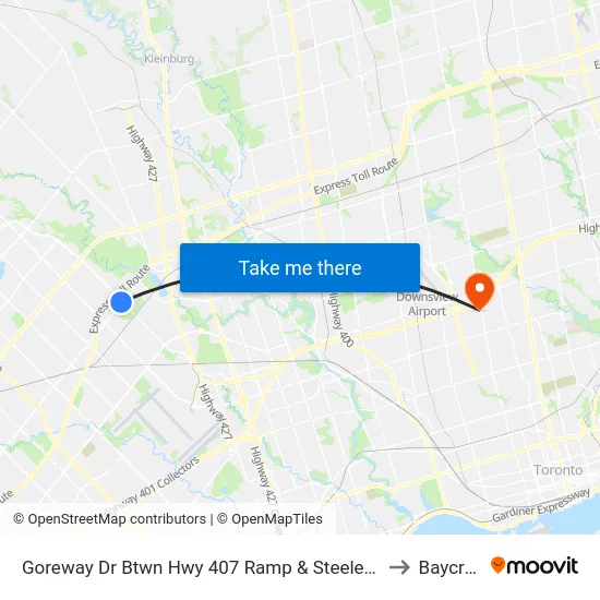 Goreway Dr Btwn Hwy 407 Ramp & Steeles Ave E to Baycrest map