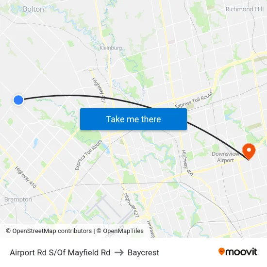 Airport Rd S/Of Mayfield Rd to Baycrest map