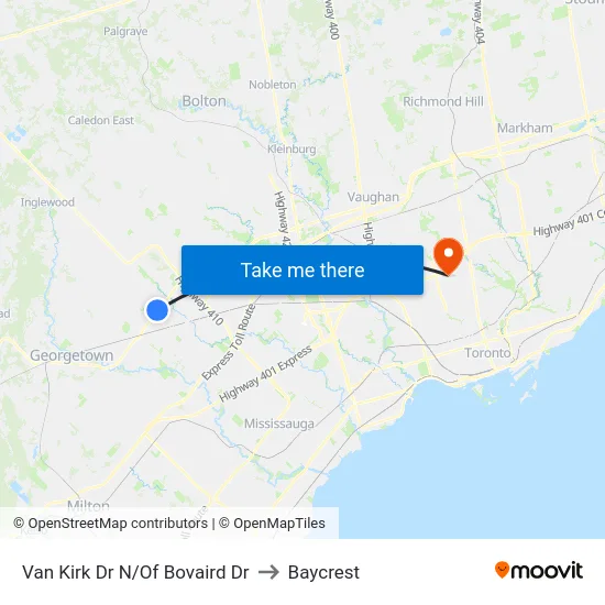 Van Kirk Dr N/Of Bovaird Dr to Baycrest map