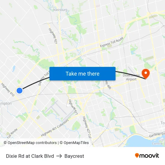 Dixie Rd at Clark Blvd to Baycrest map