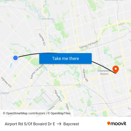 Airport Rd S/Of Bovaird Dr E to Baycrest map