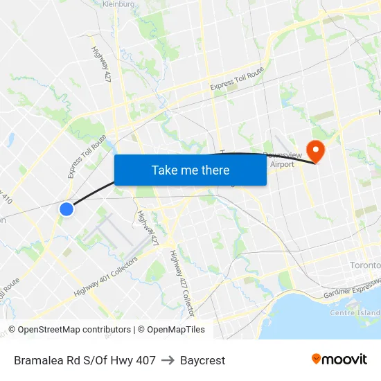 Bramalea Rd S/Of Hwy 407 to Baycrest map