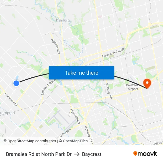 Bramalea Rd at North Park Dr to Baycrest map