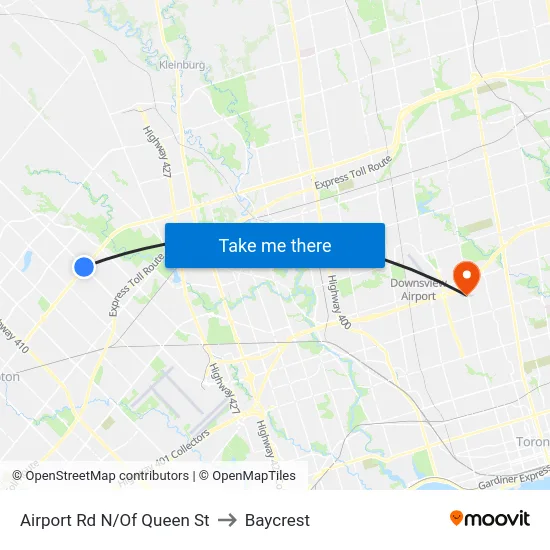 Airport Rd N/Of Queen St to Baycrest map