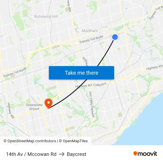 14th Av / Mccowan Rd to Baycrest map