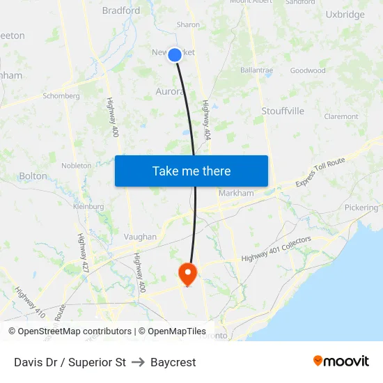 Davis Dr / Superior St to Baycrest map
