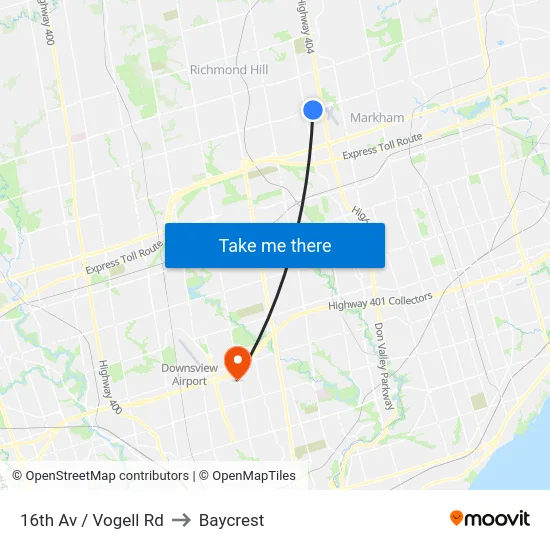16th Av / Vogell Rd to Baycrest map