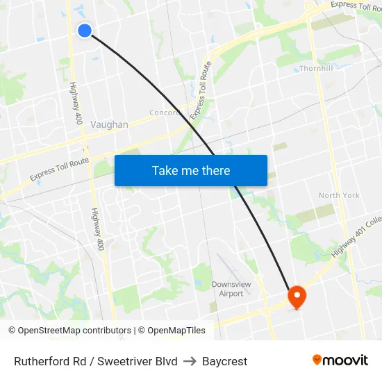 Rutherford Rd / Sweetriver Blvd to Baycrest map