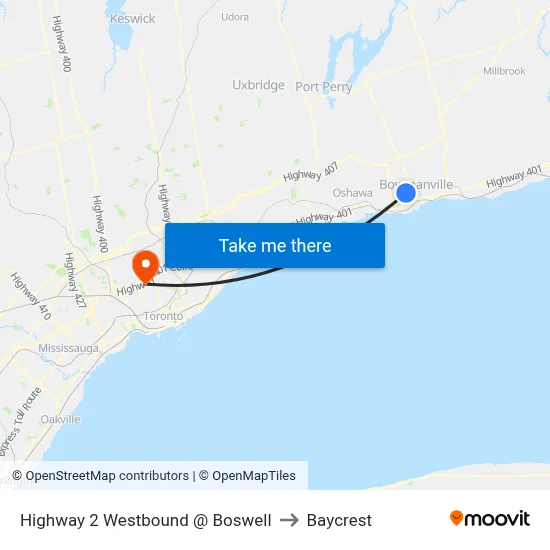 Highway 2 Westbound @ Boswell to Baycrest map
