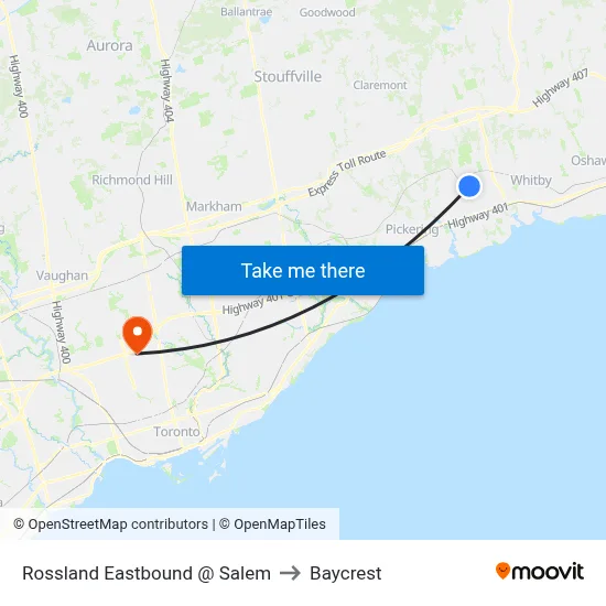 Rossland Eastbound @ Salem to Baycrest map