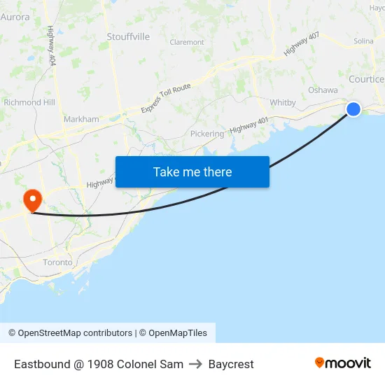 Eastbound @ 1908 Colonel Sam to Baycrest map