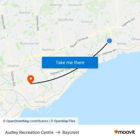 Audley Recreation Centre to Baycrest map
